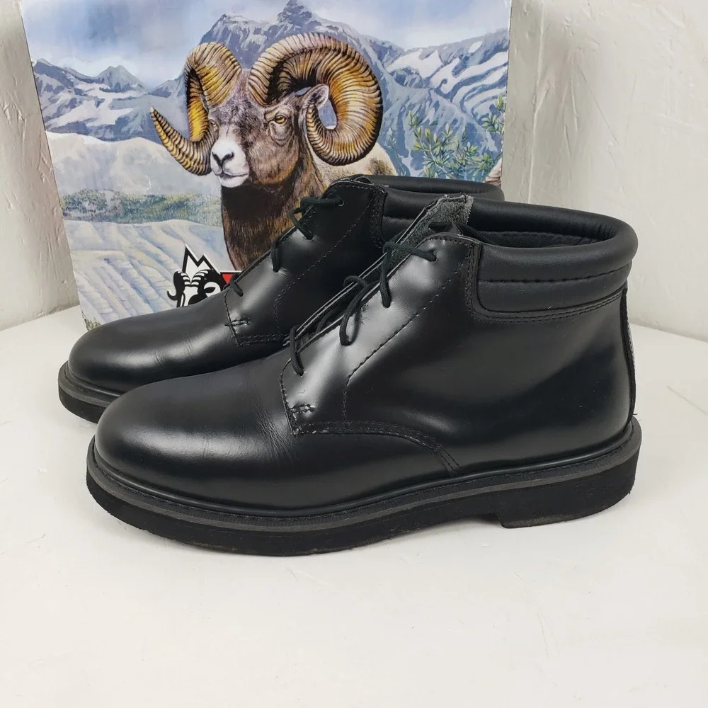 Rocky Mens 9.5 M Chukka Leather Boots Black Non-Gloss Polishable FQ00501-8